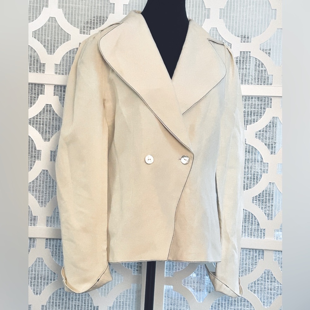 MARIMEKKO LARGE LINEN BLEND CREAM IVORY WHITE BLAZER JACKET VINTAGE DESIGNER - Picture 11 of 16
